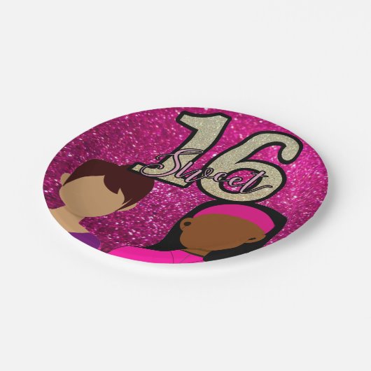 Sweet 16 Birthday Cake Pink Paper Teller (Schrägansicht)