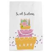 Sweet 16 Birthday Candles Medium Geschenktasche Mittlere Geschenktüte (Rückseite)