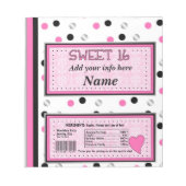 Sweet 16 Birthday Candy Bar Wrapper Gastgeschenke Notizblock (Vorderseite)