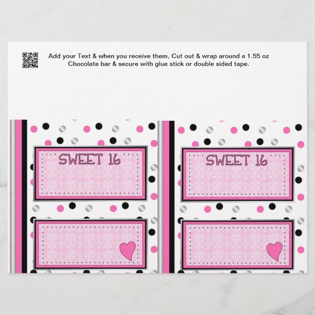 Sweet 16 Birthday Candy Bar Wrappers Gastgeschenke (Vorderseite)
