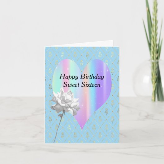 Sweet 16 Birthday Card mit Rainbow Heart Karte (Vorderseite)