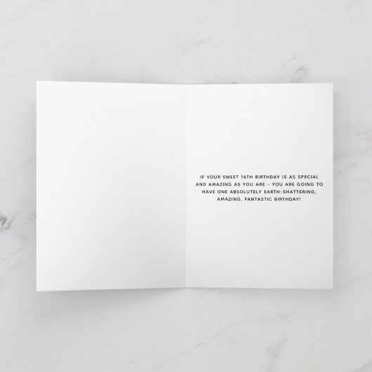 Sweet 16 Birthday Chic Glitzer Ombre Karte (Innenseite)