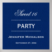 Sweet 16 Birthday Classic Blue and White A06 Poster (Vorne)