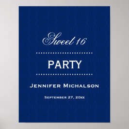 Sweet 16 Birthday Classic Blue and White A06 Poster