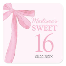 Sweet 16 Birthday Coquette Pink Bow Personalized 