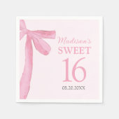 Sweet 16 Birthday Coquette Pink Bow Personalized  Serviette (Vorderseite)