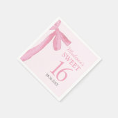 Sweet 16 Birthday Coquette Pink Bow Personalized  Serviette (Ecke)