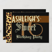 Sweet 16 Birthday Custom Template - Leopard Print Einladung (Vorne/Hinten)