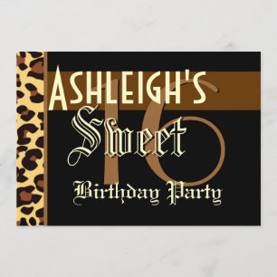 Sweet 16 Birthday Custom Template - Leopard Print Einladung