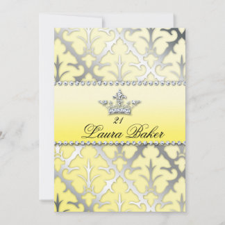Sweet 16 Birthday Damask Babydusche Krone Einladung
