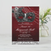 Sweet 16 Birthday Diamond Maske Einladung (Stehend Vorderseite)