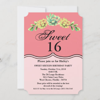 Sweet 16 Birthday Einladen Bohemische Kakteen Sukk Einladung