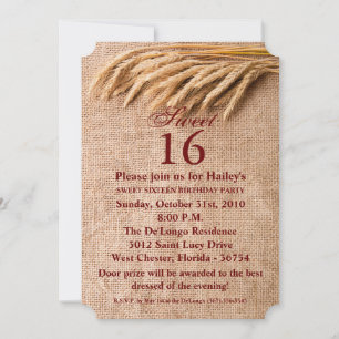 Sweet 16 Birthday Einladende Weiße auf Burlap Sack Einladung