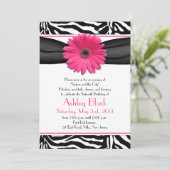 Sweet 16 Birthday Einladung | Daisy Zebra Print (Stehend Vorderseite)
