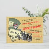 Sweet 16 Birthday Einladung Mad Hatter Wonderland (Stehend Vorderseite)