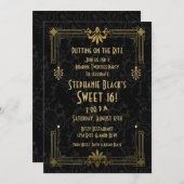 Sweet 16 Birthday Einladung Roaring 20er Art Deco (Vorne/Hinten)