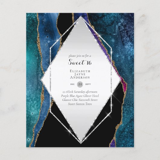 Sweet 16 Birthday Einladungen Agate Glitzer Flyer (Vorne)