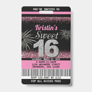 Sweet 16 Birthday Einladungen in Rosa Ausweis