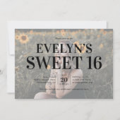 Sweet 16 Birthday Elegant 5 Foto Einladung (Vorderseite)