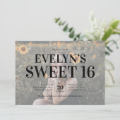 Sweet 16 Birthday Elegant 5 Foto Einladung (Stehend Vorderseite)