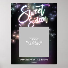 Sweet 16 Birthday Farbenfrohe Neon Glow Dunkles Pa Poster