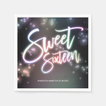 Sweet 16 Birthday Farbenfrohe Neon Glow Dunkles Pa