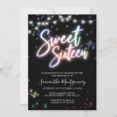 Sweet 16 Birthday Farbenfrohe Neon Party Einladung (Vorderseite)