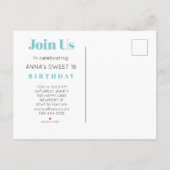 *~* Sweet 16 Birthday Foto AQUAMARIN Abstrakt AP29 Einladungspostkarte (Rückseite)
