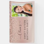 Sweet 16 Birthday Foto Blush Pink Glitzer Girly Banner (Vertikal)