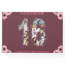 Sweet 16 Birthday Foto Collage Flower Girl Pink