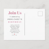 ** Sweet 16 Birthday Foto Green PinK Mint AP29 Einladungspostkarte (Rückseite)