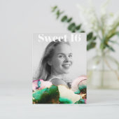 ** Sweet 16 Birthday Foto Green PinK Mint AP29 Einladungspostkarte (Stehend Vorderseite)