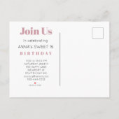 *~* Sweet 16 Birthday Foto Rose Ballon AP29 Einladungspostkarte (Rückseite)