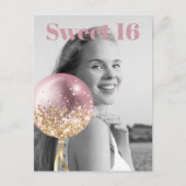 *~* Sweet 16 Birthday Foto Rose Ballon AP29 Einladungspostkarte (Vorderseite)