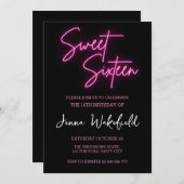 Sweet 16 Birthday Girl Party Neon Einladung (Vorne/Hinten)