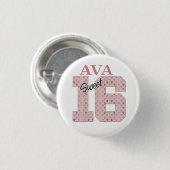 Sweet 16 Birthday Girl Rose Farbtypografie Button (Vorne & Hinten)