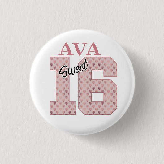 Sweet 16 Birthday Girl Rose Farbtypografie Button (Vorderseite)