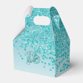 Sweet 16 Birthday Glam Aquamarin Blue Glitzer Geschenkschachtel