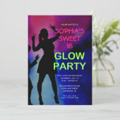 Sweet 16 Birthday Glow Party Einladung (Stehend Vorderseite)