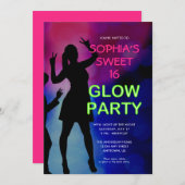 Sweet 16 Birthday Glow Party Einladung (Vorne/Hinten)