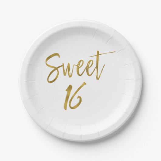 Sweet 16 Birthday Gold Foil Pappteller (Vorderseite)
