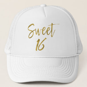 Sweet 16 Birthday Gold Foil und White Trucker Hat Truckerkappe