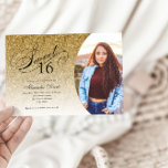 Sweet 16 Birthday Gold Glitzer Glam Foto<br><div class="desc">Diese trendige Glitzer Geburtstagsfeier lädt Sie mit einer eleganten Typografie und Ihrem LieblingsFoto ein. Fügen Sie den benutzerdefinierten Text mithilfe des Vorlagenformulars hinzu. Zusätzliche Optionen für Text und Layout sind verfügbar,  wenn Sie weitere Anpassungen vornehmen möchten.</div>