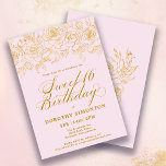 Sweet 16 Birthday Gold Rose Blumenrot Rosa<br><div class="desc">Elegante Rose aus Gold der offenen Linie schaffen den perfekten Rahmen. Der rot-rosa Hintergrund verleiht eine weibliche Ästhetik und die Kalligraphie verleiht der Einrichtung eine luxuriöse Touch. Diese Einladung ist Teil der Luxe Gold Rose Collection. Hier finden Sie Vorlagen für die Geburtstagssuite,  Begrüßungsschilder und Party-Dekorationen.</div>