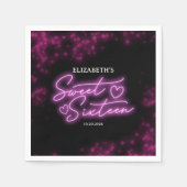Sweet 16 Birthday Hot Pink Neon Dunkles Party Serviette (Vorderseite)