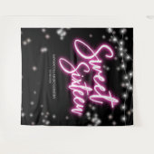 Sweet 16 Birthday Hot Pink Neon Glow Dunkler Hinte Wandteppich (Vorderseite (Horizontal))