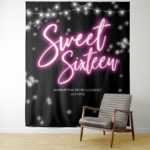 Sweet 16 Birthday Hot Pink Neon Glow Dunkler Hinte