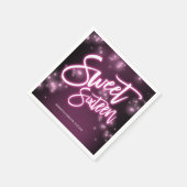 Sweet 16 Birthday Hot Pink Neon Glow Effect Party Serviette (Ecke)