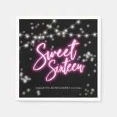 Sweet 16 Birthday Hot Pink Neon-Themed Party Serviette (Vorderseite)