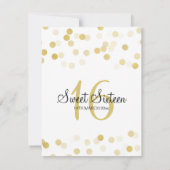 Sweet 16 Birthday Imitate Gold Foil Glitzer Lights Einladung (Rückseite)